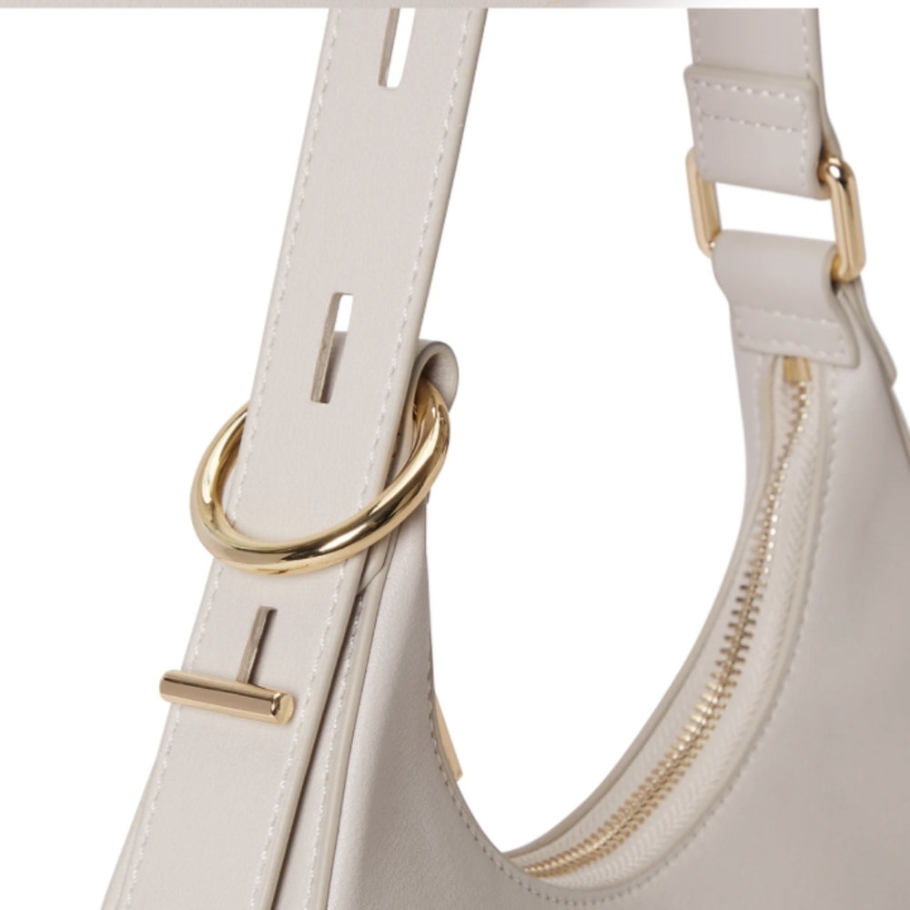 Bolvaint Blanche Leather Purse Light Gray Gold Small Medium Shoulder Tote Bag - Picture 6 of 6